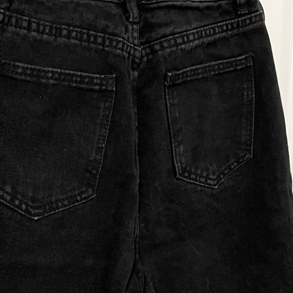 High Waist Raw Hem Straight Dark Black Jeans | Size S - Picture 5 of 6